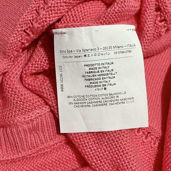 ETRO Milano 44 US 8 Cardigan Sweater Pink Salmon V-Neck Button Front NWT $890 - Picture 8 of 8